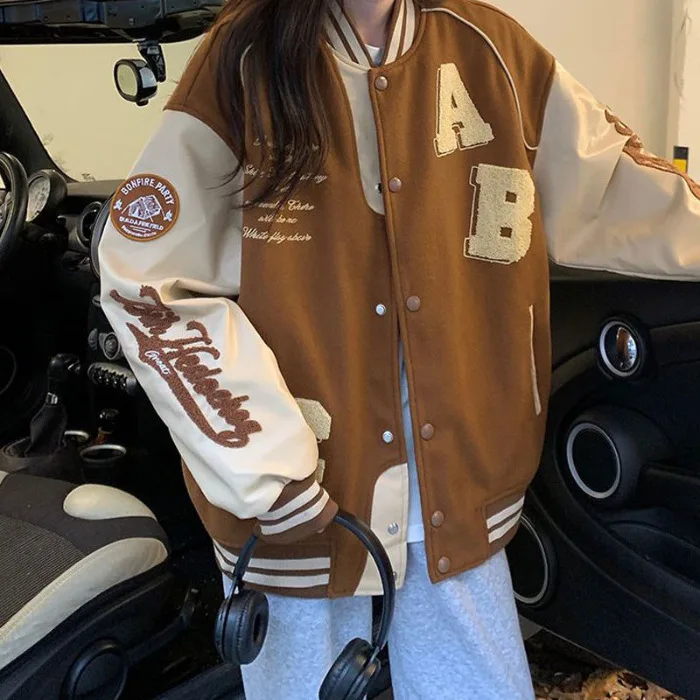 

Women Harajuku Fashion College Vintage Jacket Autumn Loose Varsity Baseball Jackets Female Trendy Oversized Streetwear Y2k