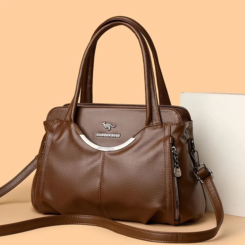 

2025 New Multi Pocket Women's Handbags High Quality Soft Leather Female Shoulder Bag Luxury Designer Girl Tote Bolsas Sac A Main