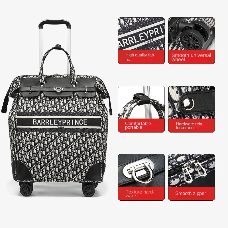 22 inch LuggageTrolley Case Printing Waterproof Universal Wheel Boarding Bag Large Capacity Tional  Travel Boarding Suitcase