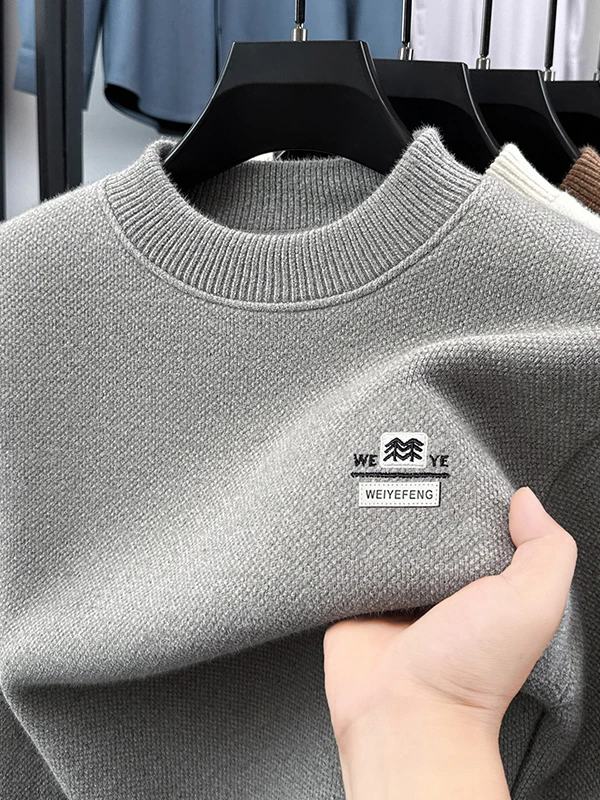 

Autumn Winter Thiened Woolen Knitted Sweater round Ne Men's Faionable Casual Wear Student Sle Base Layer irt