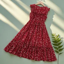 Children Summer Dresses For Girls Clothes Long Beach Chiffon Costumes Maxi Dress Sleeveless Baby Kids Vestidos 6 8 9 10 12 Years