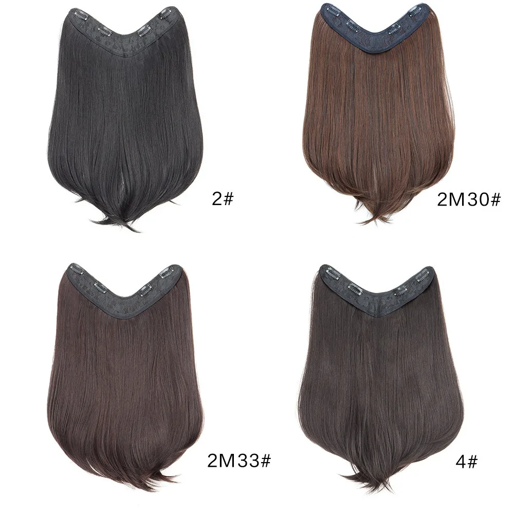 H&STAR 18Inch  Synthetic V Long Curly Inner Buckle Hair Extension Black Brown Hairpiece Wig for Women
