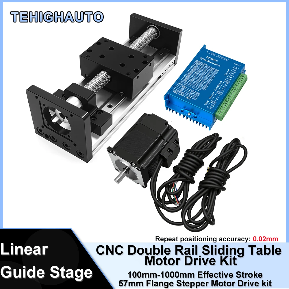 Sliding Table SFU1605/1610 Ball Screw Linear Motion Table 80mm Wide Linear Double Rail Nema23 57mm Motor Kit For CNC Machine