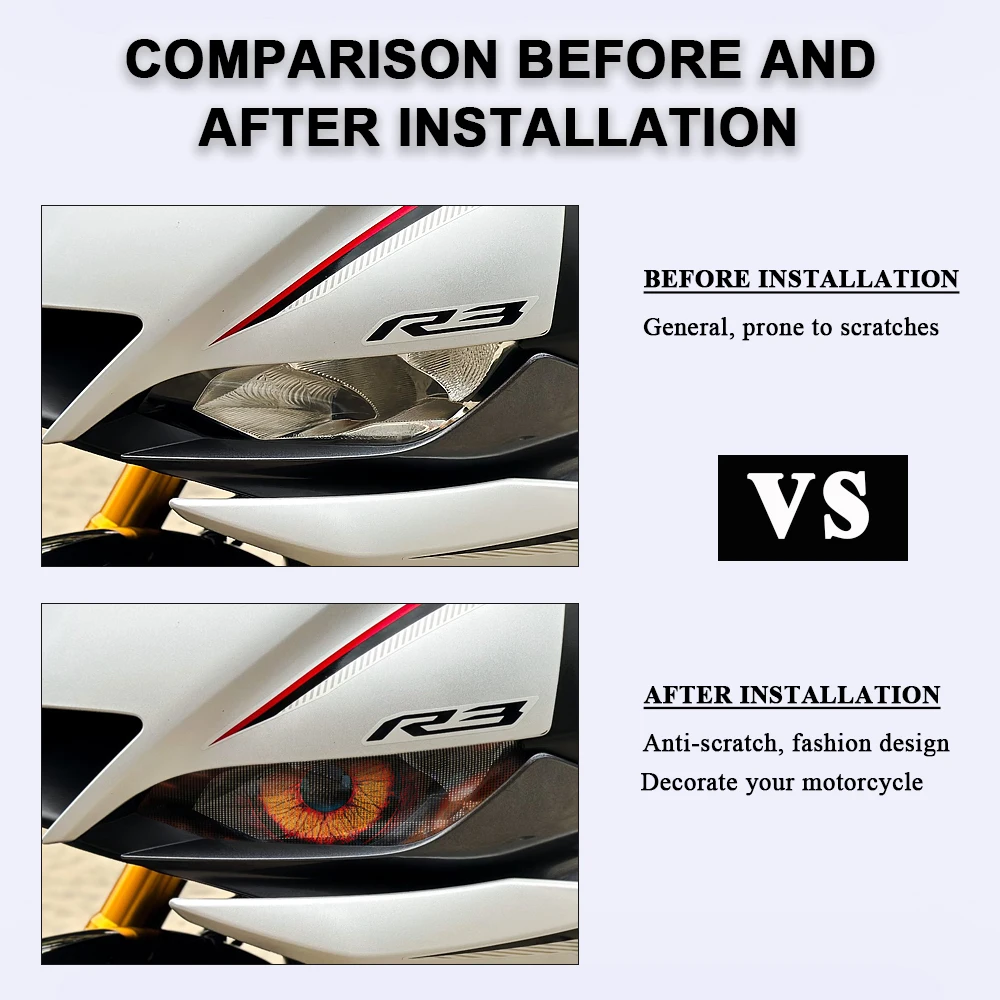 Motorcycle Headlight Guard Sticker For Yamaha YZF R3 YZFR3 YZF-R3 2019 2020 Head Light Protective Decal Modification Accessories
