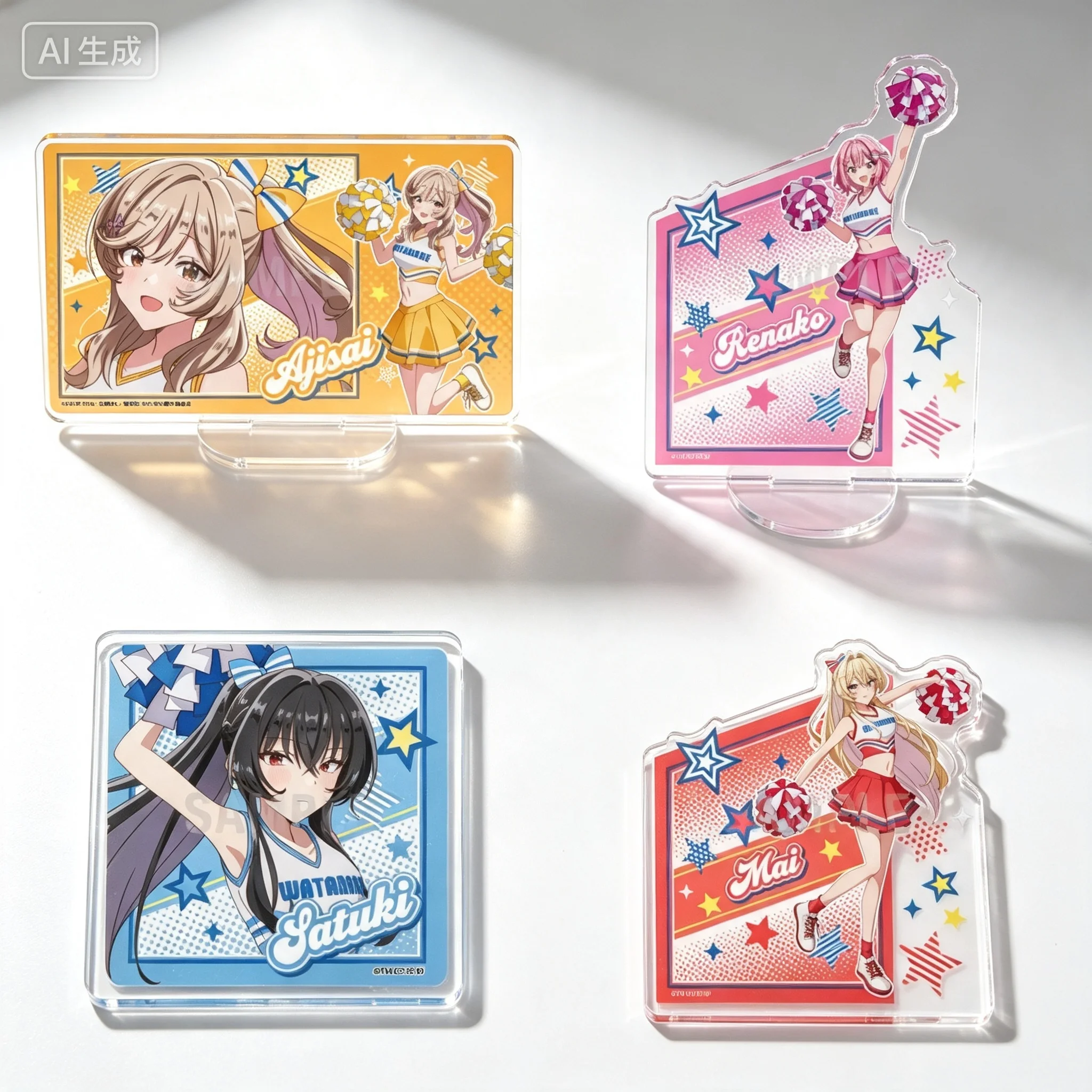 Anime There's No Freaking Way I'll Be Your Lover! Unless... Cheerleading Version Rectangle Acrylic Stand Model Plate Keychains