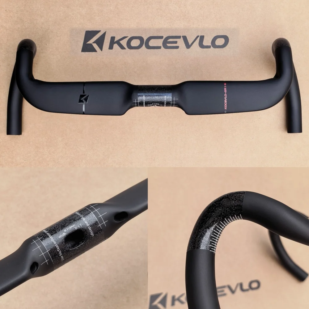 KOCEVLO Carbon-Gravel-Lenker, leicht gebogen, für Rennräder, interne Kabelführung, Rennradlenker 380/400/420/440mm – Detail 5