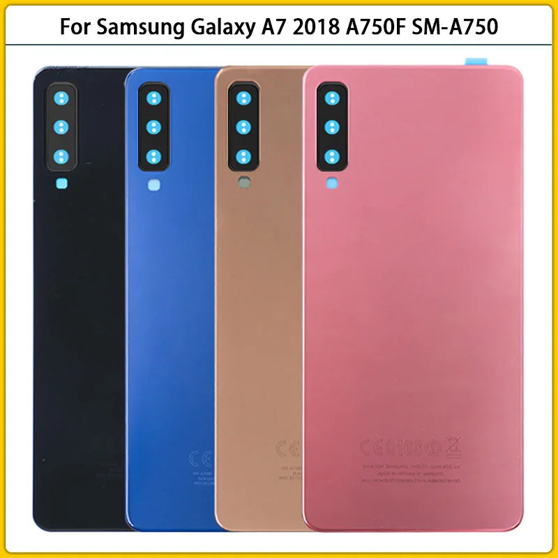 

Новинка для Samsung Galaxy A7 2018 A750 A750F SM-A750 задняя крышка батарейного отсека A750 Задняя стеклянная панель Корпус для замены объектива камеры