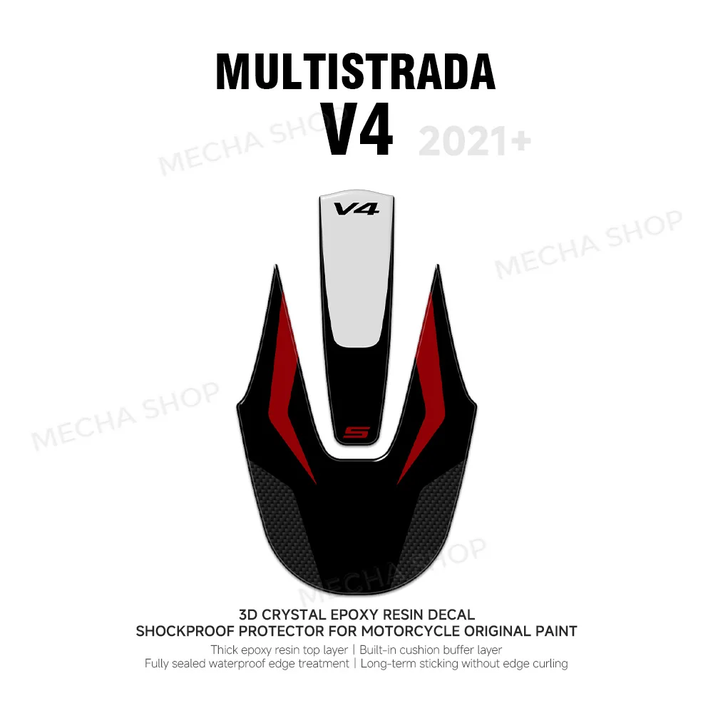 Motorcycle Accessories Resin Decal Kit Upper Fender 3D Stickers For Multistrada V4 S 2021 - 2026