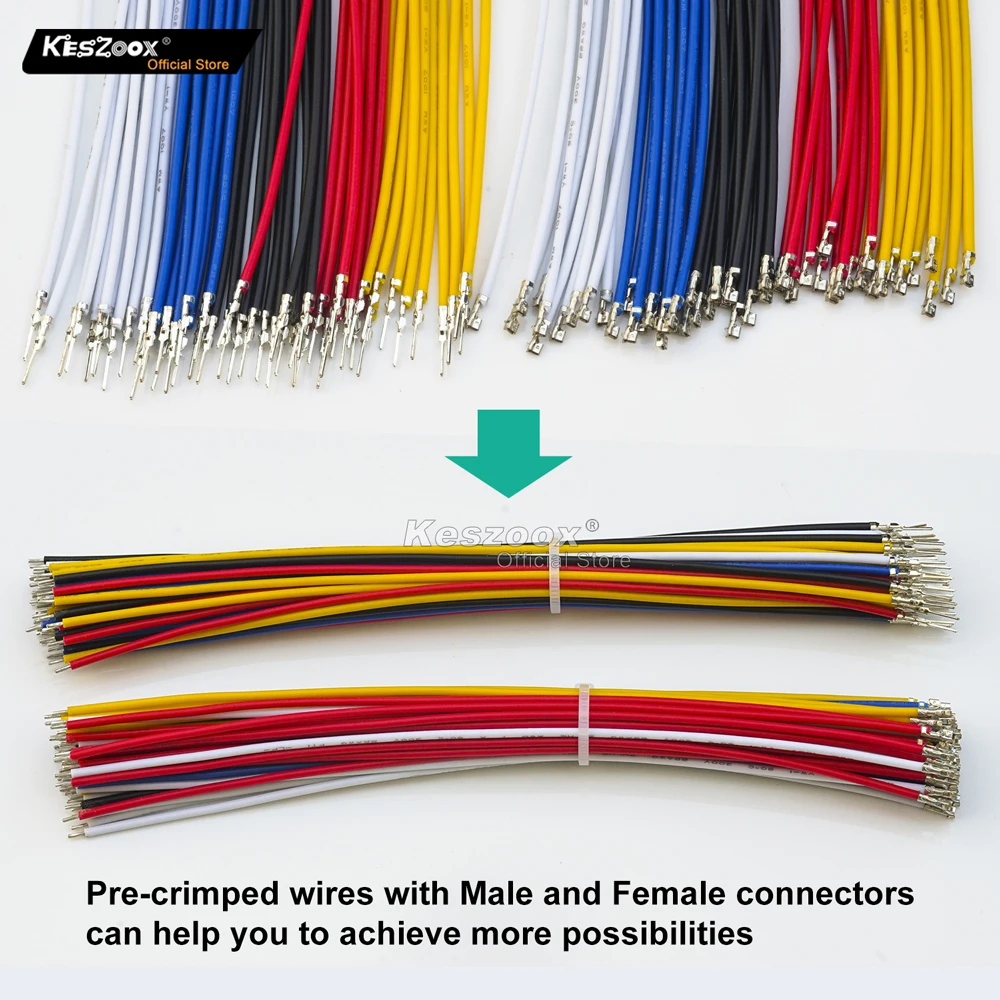 Keszoox JST 2mm PHR PH 2.0 2-10p Male Female Housing with 22AWG Pre-crimped Wire Connectors Adaptor PH Kits