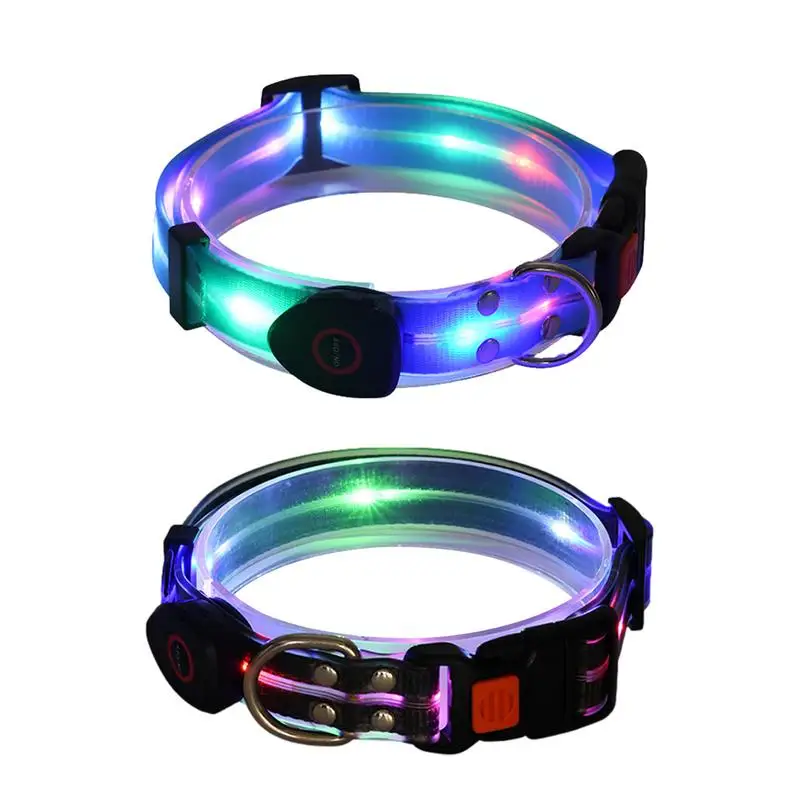 Dog Led Light Up Collar Rechargeable Waterproof Glowing Adjustable Dog Collar Weather Proof Dog Lights For Night Walking