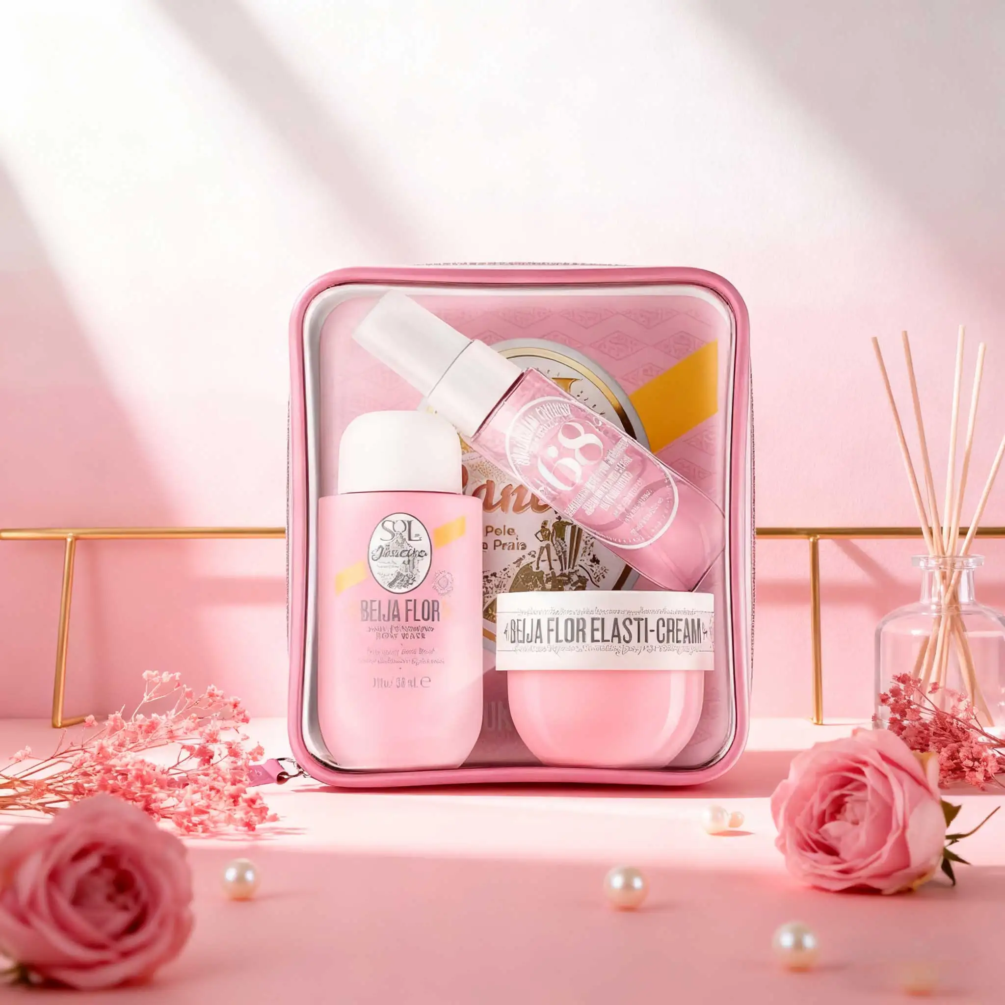 

Sol de Janeiro fragrance set, with dragon fruit and lychee notes, sunny musk mixed with vanilla warmth