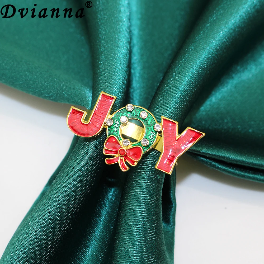 

6Pcs JOY Napkin Rings Set - Elegant Christmas Holiday Table Decor for Festive Dining, Thanksgiving & Family Gatherings