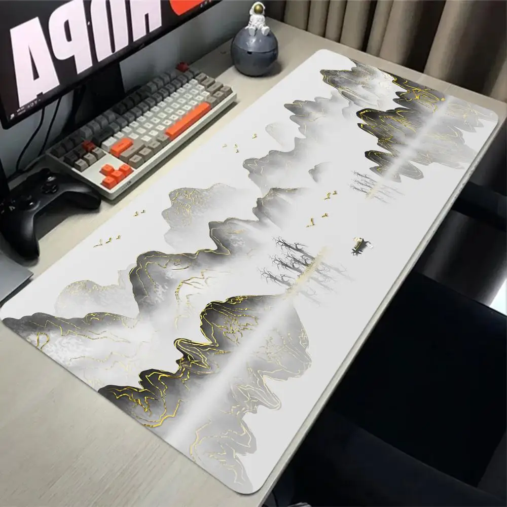 Chinese retro style Mouse Pad Gaming landscape mats Anti-slip Rubber Computer Gamer Desk Mat Stitched Edge Large Gaming Mousepad