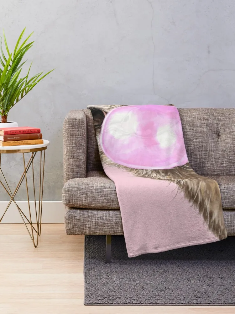 Sneaky Ostrich with Bubble Gum in Pink Throw Blanket Furry Sleeping Bag Flannels Blankets