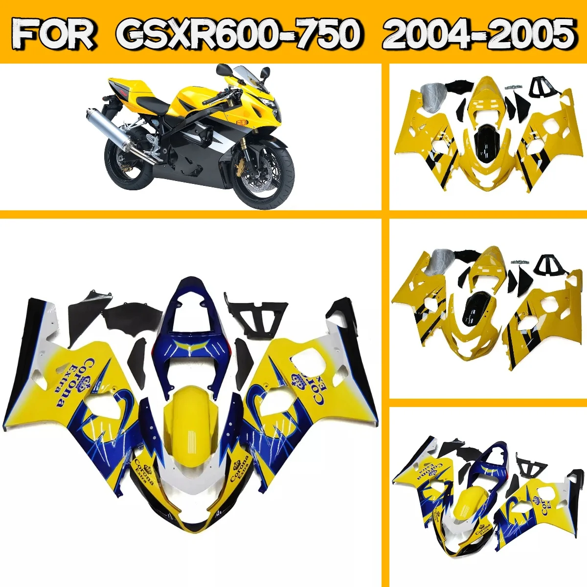 

Injection Mold Motorcycle Fairings 2004 2005 GSXR600 GSXR750 ABS Advanced Fairing Kit for 04 05 Suzuki GSXR 600 750 Body Parts