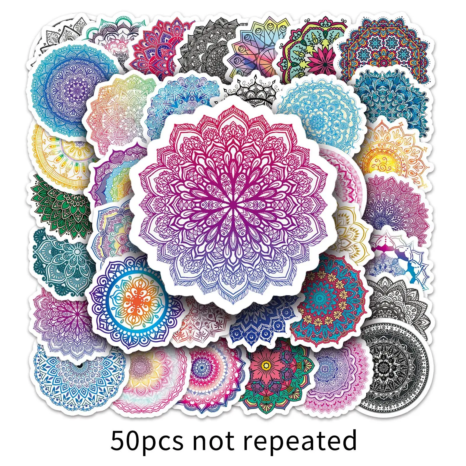 50pcs Mandala Graffiti Mobile Phone Computer Water Cup Decorative Notebook Waterproof Creative Sticker