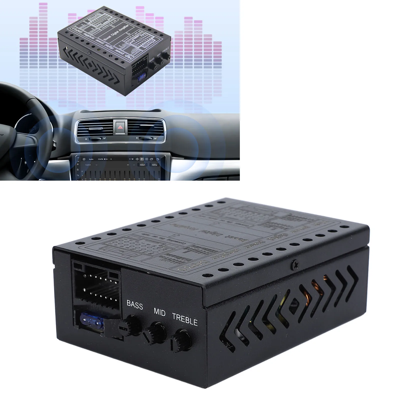 

DC12V Car Amplifier 2/4 Ohm Stable Class Car Amplifier Box for Car Sound Systems Matte Black Digital Car Amplifier