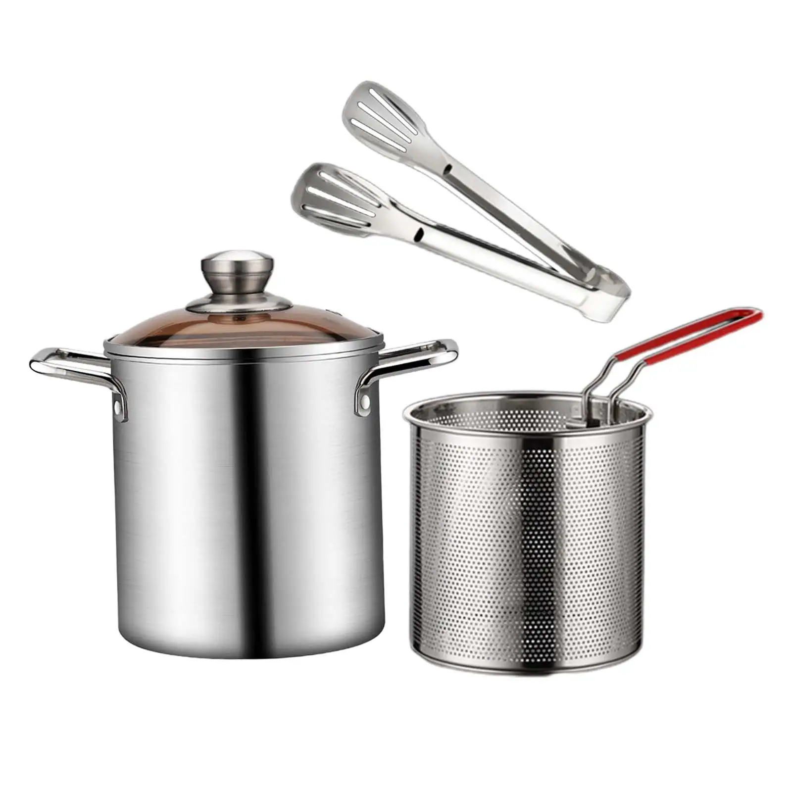 Deep Fry Pot with Double Handle Mini Deep Fryer for Dried Meat Fried Chicken Legs Turkey Drumsticks Tempura French Fries