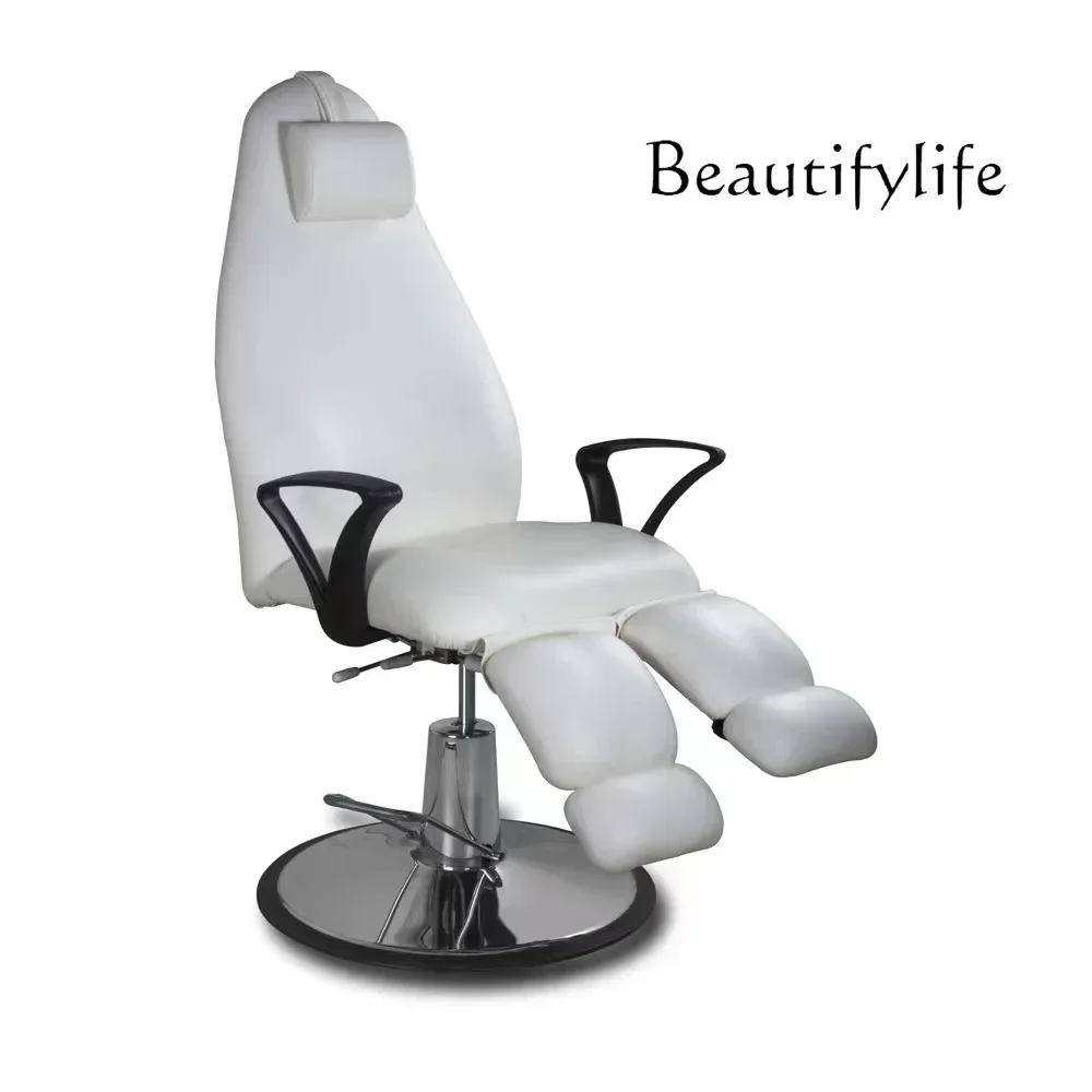 

Ljy White Pedicure Hydraulic Foot Bath Chair Lifting Rotary Adjustment Barber Chair Nail Art Sofa