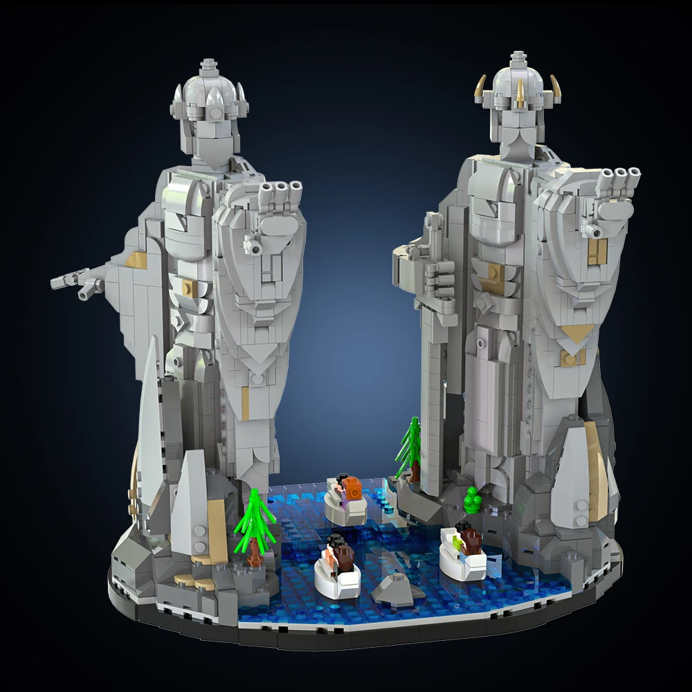 Gobricks MOC Movie Rings The Argonath Building Blocks Model Medieval The Argonath Statue Bricks Assembly Toys Kids Birthday Gift
