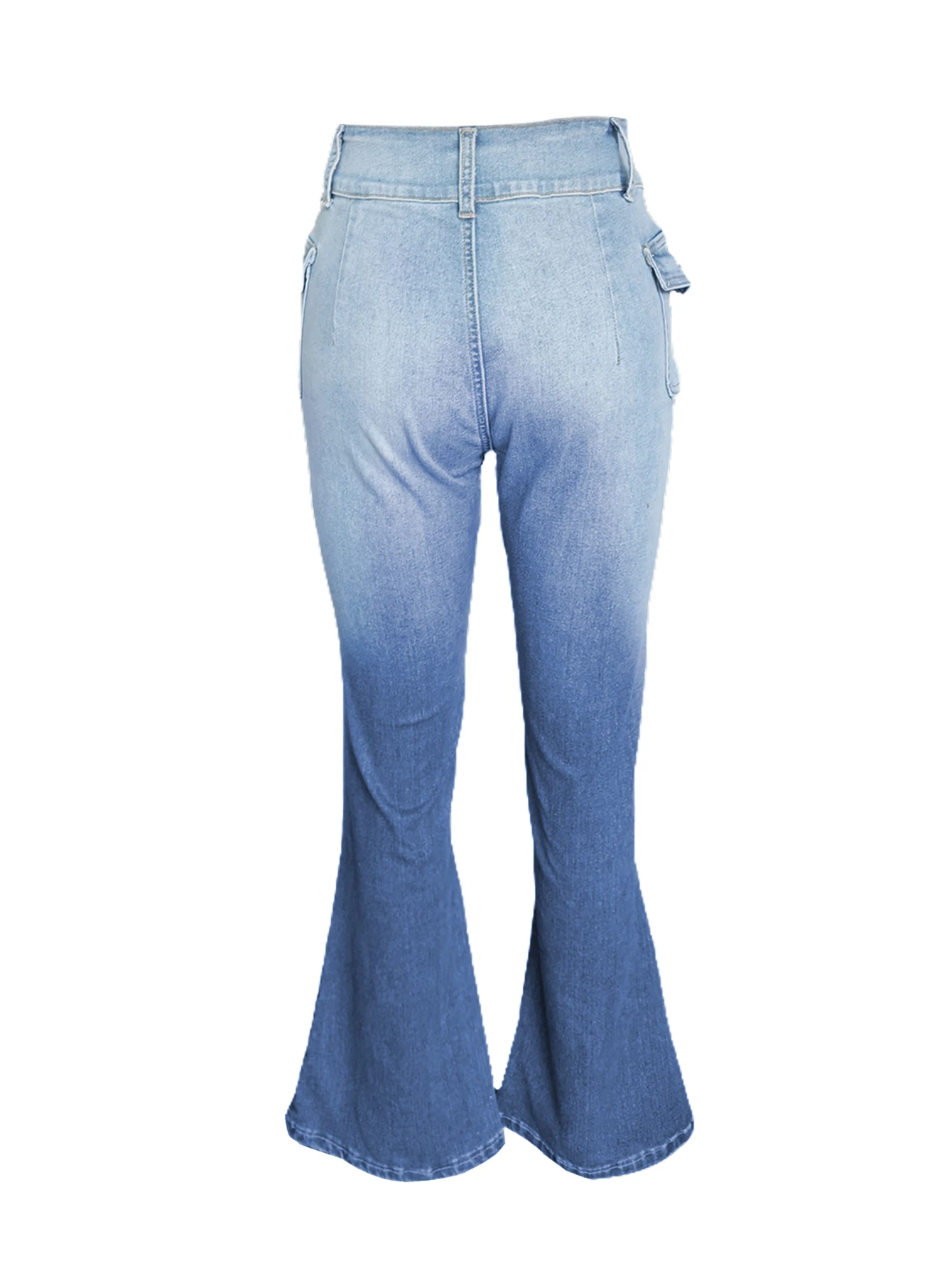 Celana Jeans Wanita High Waisted Ombre Flared Y2K Vintage Gradient Denim Slim Fit Bootcut Streetwear