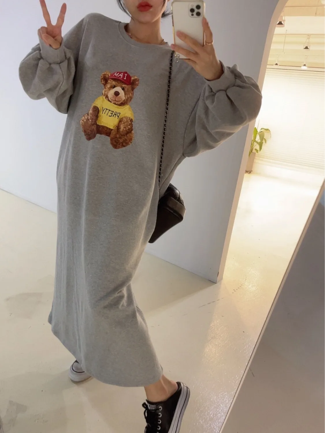 Loose Long Sve Women's Dr Korean Sle Chic Autumn 2025 Mid-Length Maxi Dr Comfortable plus Size Sweater Dr