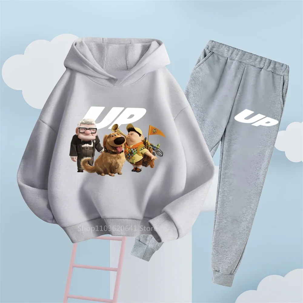 Take Flight with Our Up-Inspired Hoodie & Pants Set - Stylish Cartoon Character Outfit for Kids' Outdoor Adventures