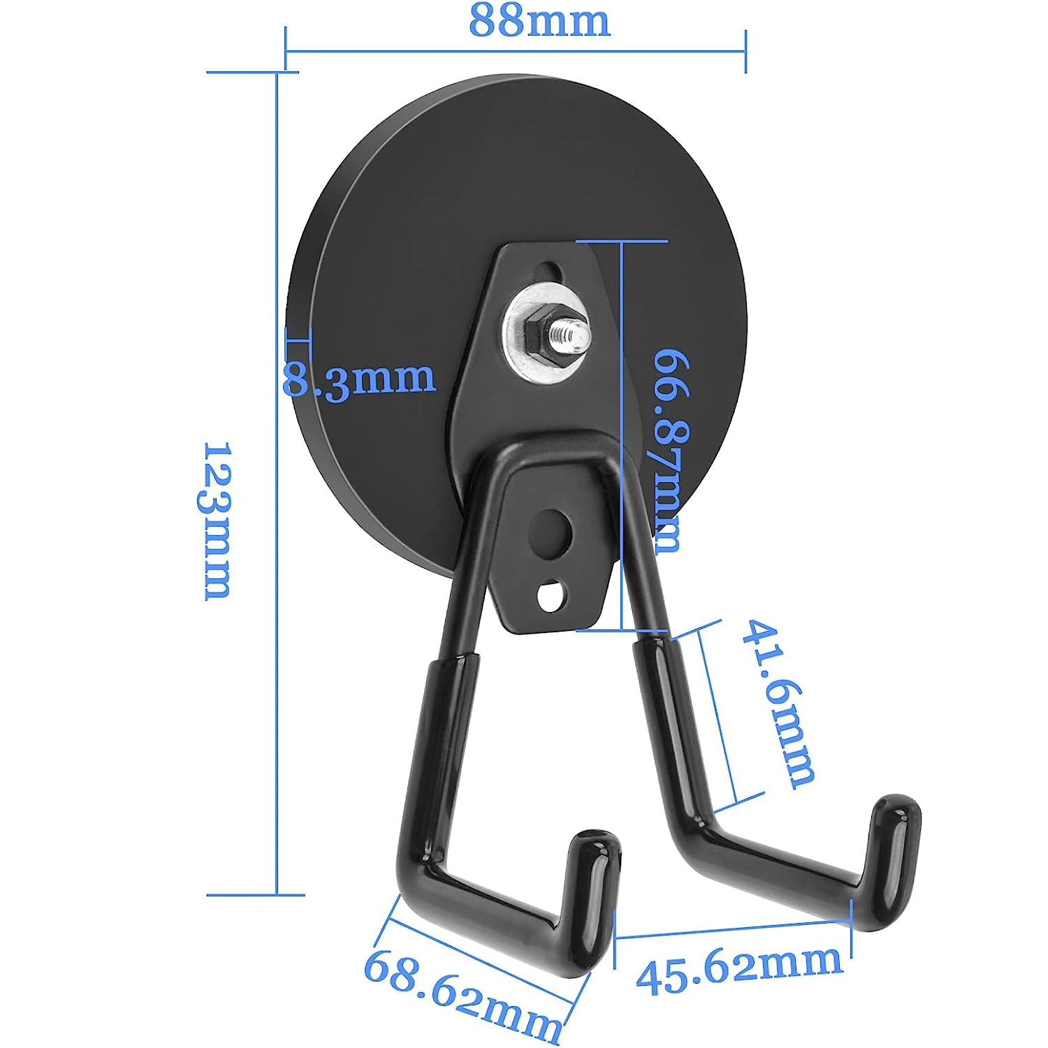 강력한 마그네틱 후크 헤비 듀티 슈퍼 자석 미끄럼 방지 후크, 블랙 43mm, 66mm, 88mm 보관 원예 도구, 다목적 대량 아이템