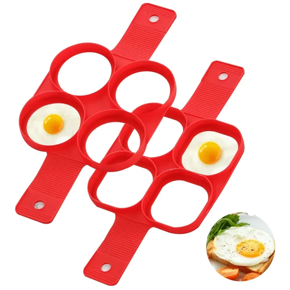 4 Holes Egg Pancake Molds Nonstick Silicone Fried Egg Mould Reusable Pancake Maker Egg Baking Omelet Mold Kitchen Cooking Tools