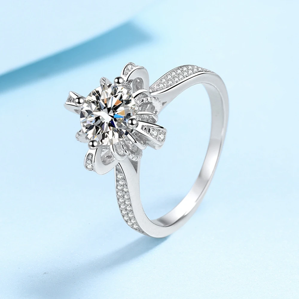 PuBang Fine Jewelry Real 925 Sterling Silver White Gold D Moissanite Sparkling Diamond Ring for Women Wedding Gift Free Shipping