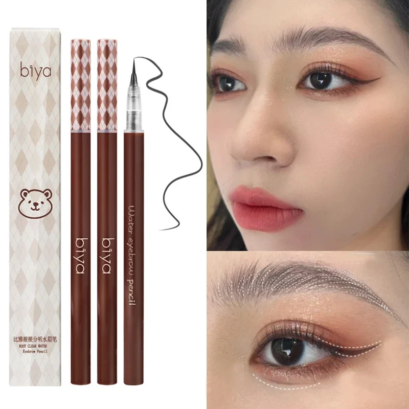 Lasting Liquid ดินสอเขียนคิ้ว Ultra Fine กันน้ำกันน้ำโกหก Silkworm อายไลเนอร์วาด Brows Eye เครื่องสำอางค์ Peralatan Rias