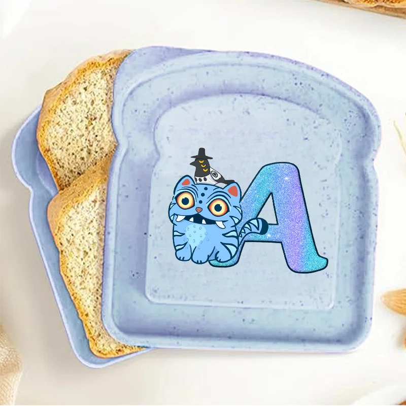 

KPop Demon Hunters A-Z Letter Sandwich Container Toast Shaped Portable Kids Lunch Box Silicone Bento Box Lid Fashion Lunch Case