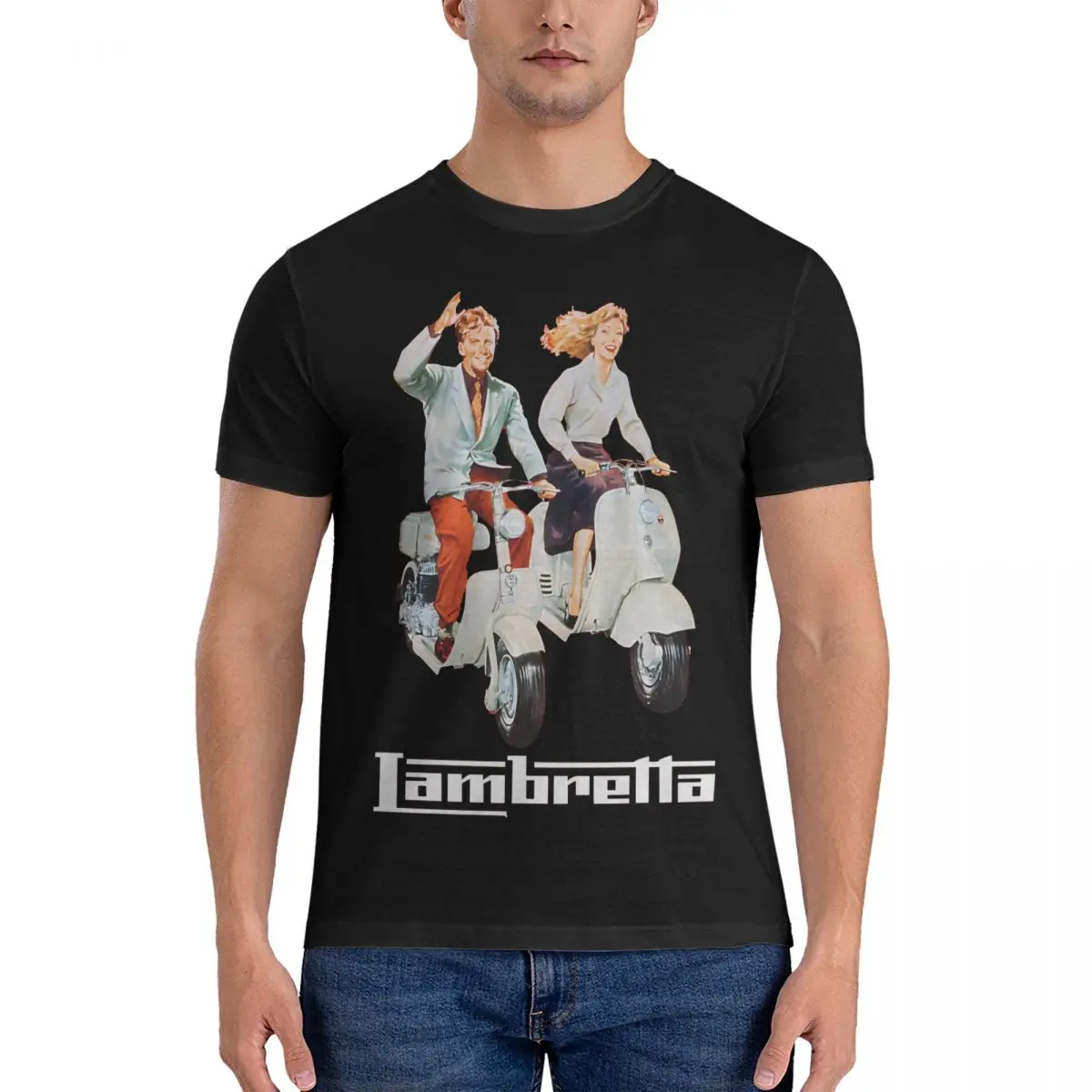 Decal Men T Shirt Lambretta Vintage Tees Short Sleeve O Neck T-Shirts Pure Cotton Classic Clothing