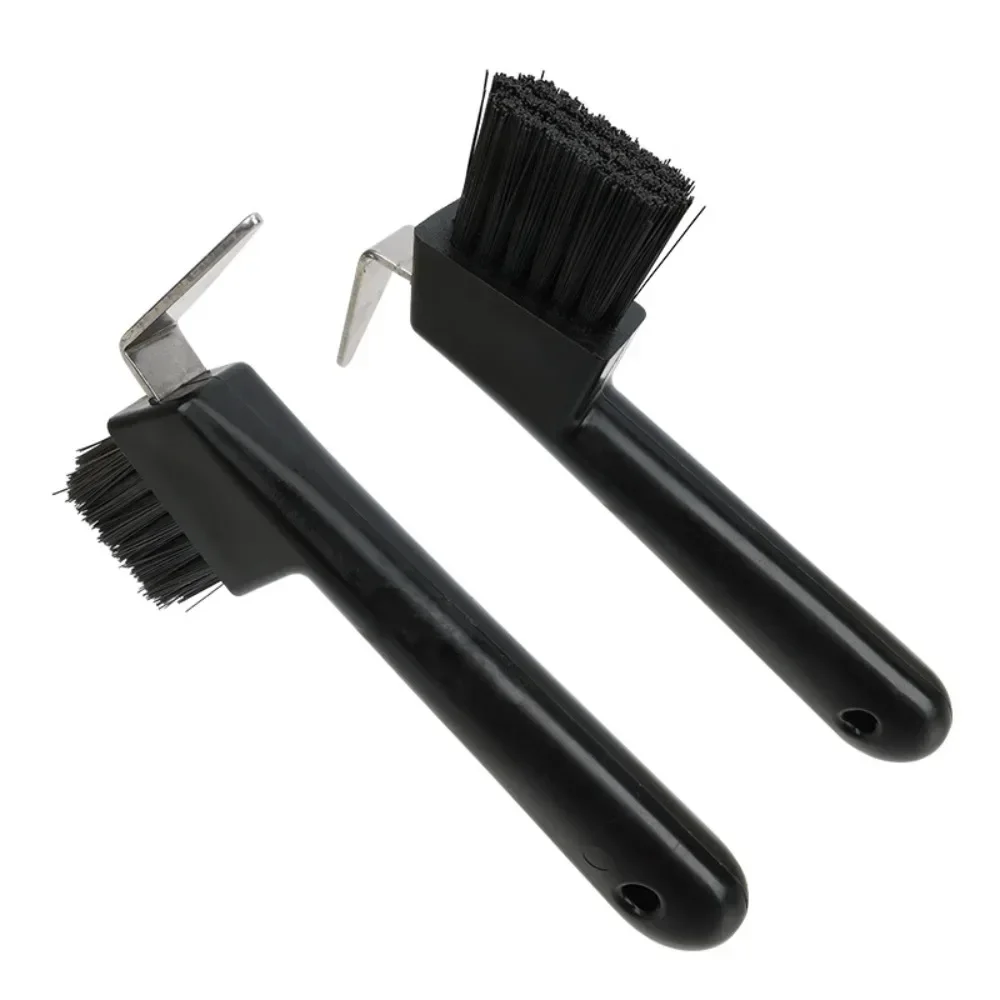 Black Horse Hoof Pick Brush Horse Gear Supplies Multifunction Horses Hoof Groove Cleaner Durable Plastic Horseshoe Cleaning Tool