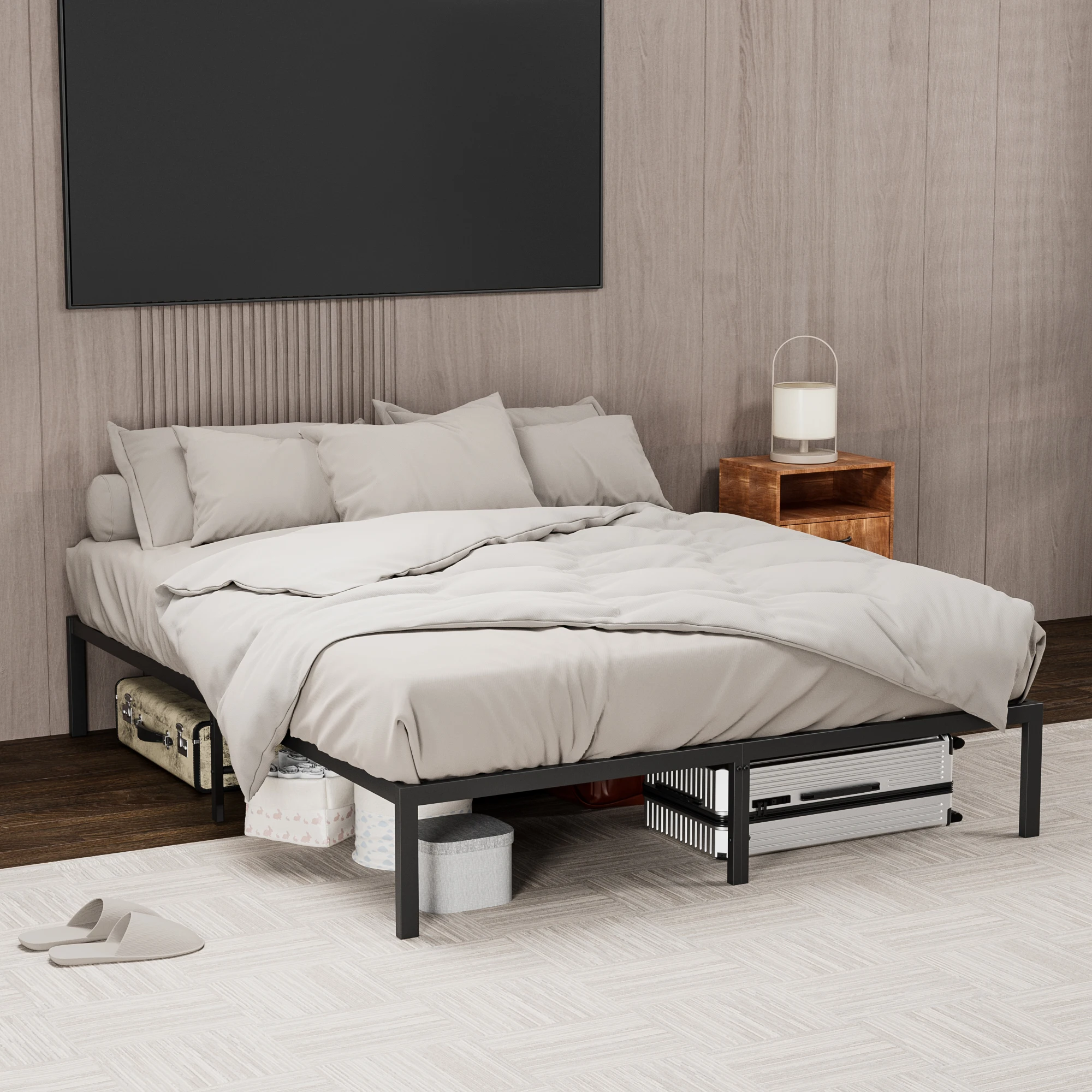 Metal Platform Bed frame ,Sturdy Metal Frame, No Box Spring Needed(Full)