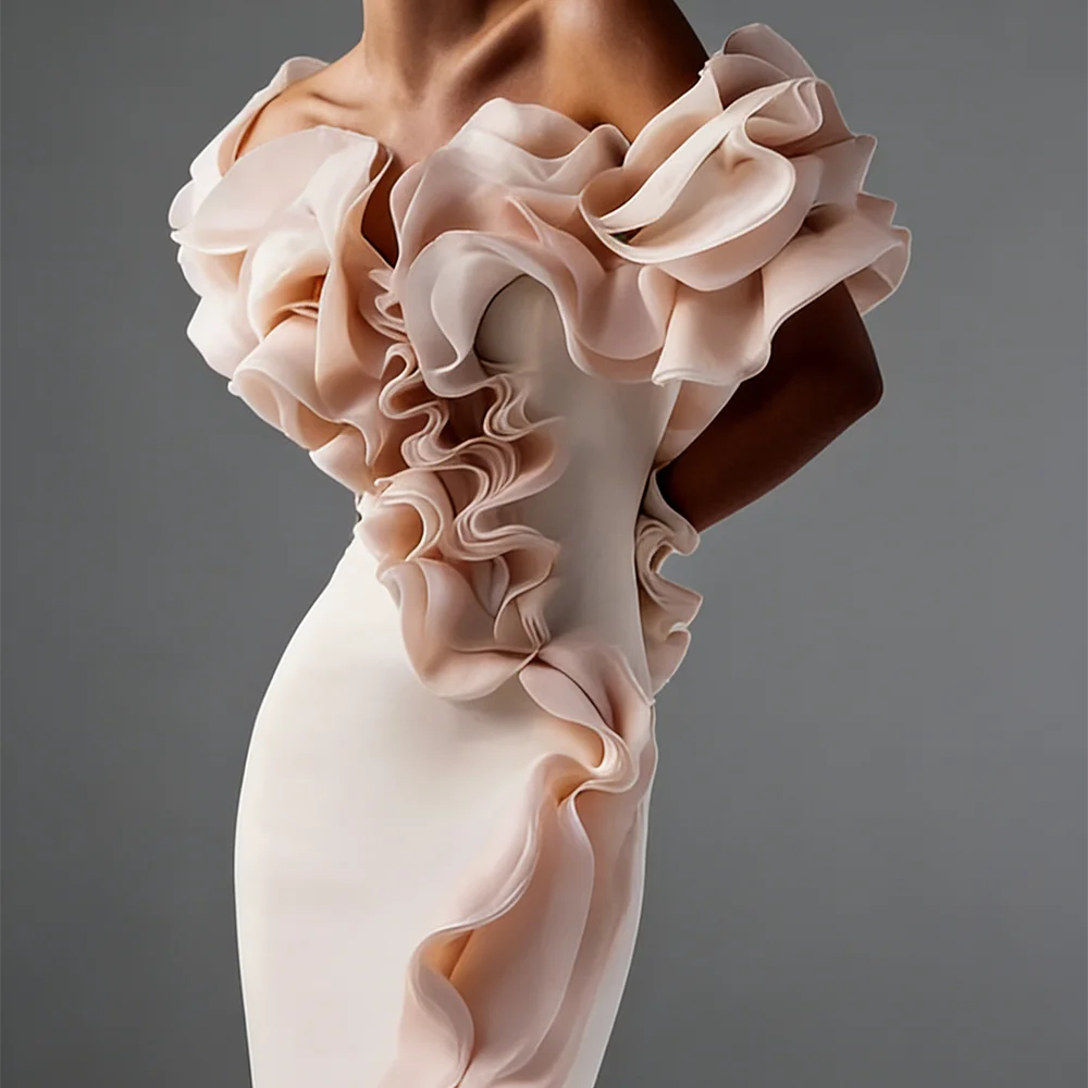 Elegant Off The Shoulder Ruffles Sleeveless Mermaid Formal Evening Dresses Birthday Party Prom Gowns Customized