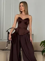 Sexy Solid Strapless Fishbone Tops Women Fashion Waist Cinching Sleeveless Off-shoulder Slim Corset Lady 2025 Party Cropped Vest - Image 2