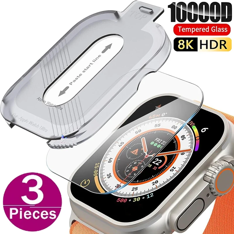 

Простая установка закаленного стекла 9H для Apple Watch Ultra Ultra2 Ultra3 49 мм HD, прозрачная защитная пленка против царапин, стеклянная пленка
