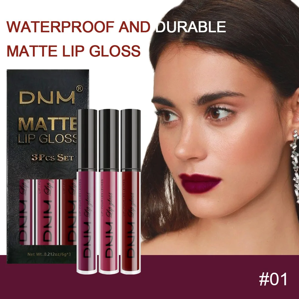 Conjunto de copa antiaderente Matte Mist Velvet, duradouro, brilho labial impermeável, batom líquido, esmalte labial colorido, maquiagem, 3 peças, 1 conjunto