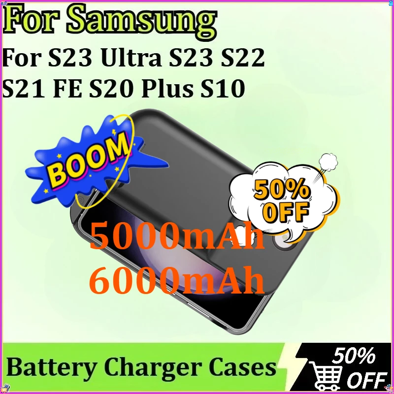 

Battery Power Case For Samsung Galaxy S23 Ultra S23 S22 S21 FE S20 Plus S10 Battery Case Charging Power Bank 5000/6000mAh