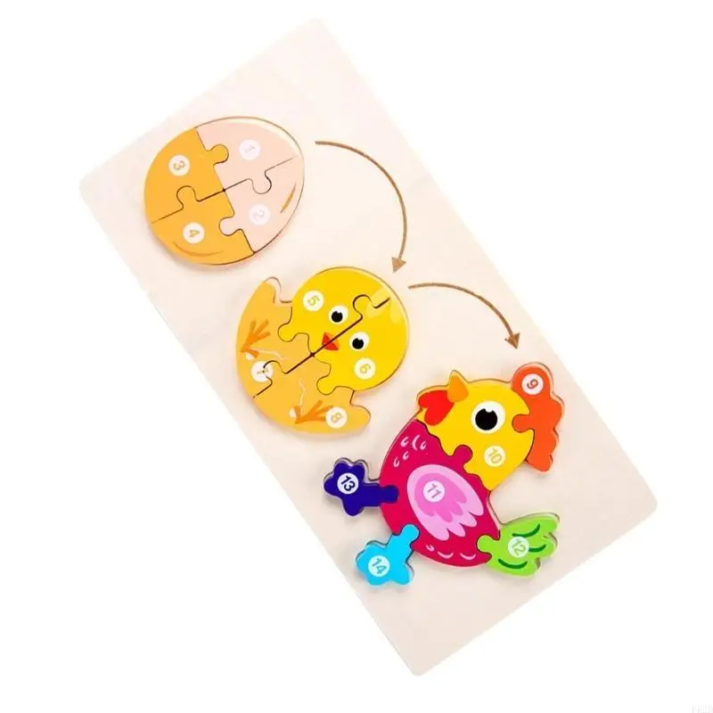 F62d Holz Tier Puzzle Wachstum Lernpuzzle Spielzeug für Vorschulkinder -Puzzlespiel Spielzeug für Kinder