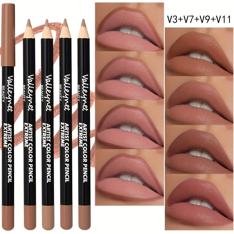 Matita per labbra opaca da 4 pezzi/set a lunga durata, resistente al trasferimento e a prova di sbavature |   Combinazione labbra altamente pigmentata e con finitura vellutata