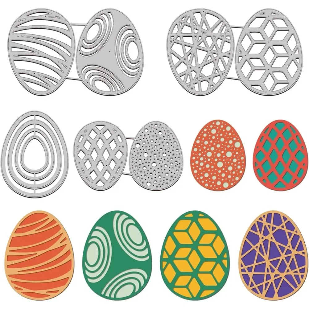 4 Style Easter Eggs Cutting Dies Carbon Steel Die Cuts for DIY Crafting Embossing Stencil Template for Easter Card Making