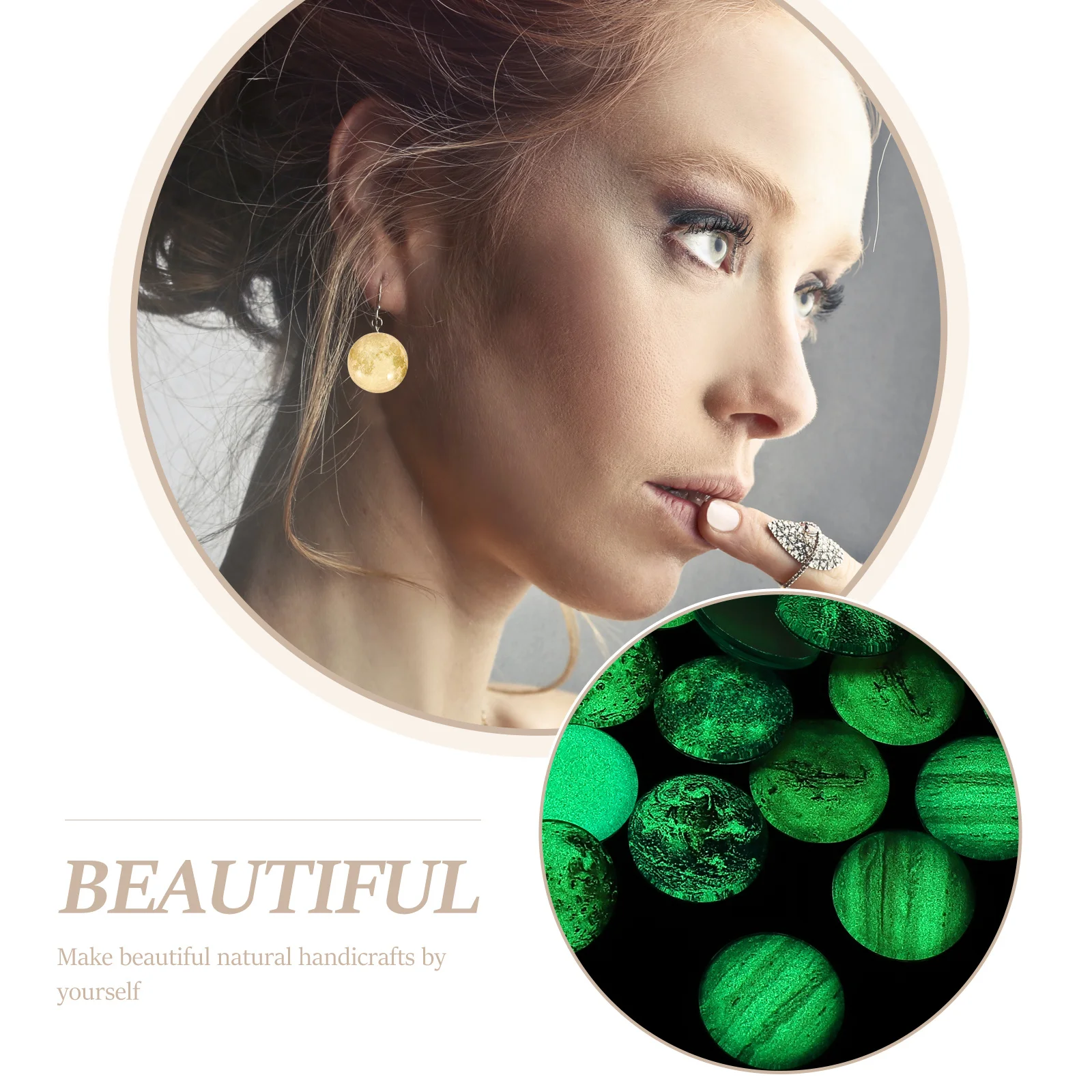 

100Pcs Luminous Glass Patches DIY Jewelry Material Round Planet Cabochons for Crafting Gemstone Patches DIY Jewelry Decor