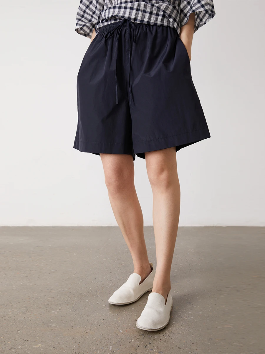 

GAOGUO iny Blue Dstring Elastic Waist Loose Casual orts Sli Commute Sle High Waist Straight Leg Summer orts