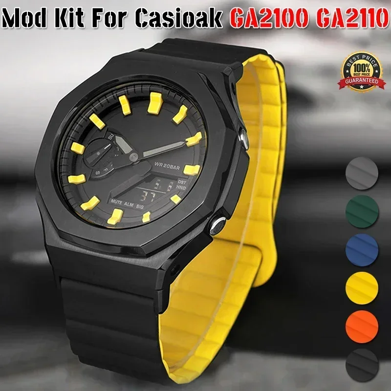 

Modification Kit For Casioak GA2100 GA2110 Metal Bezel With Screw Magnetic Silicone Strap For GAB2100 DIY Luxury Mod Kit GEN2