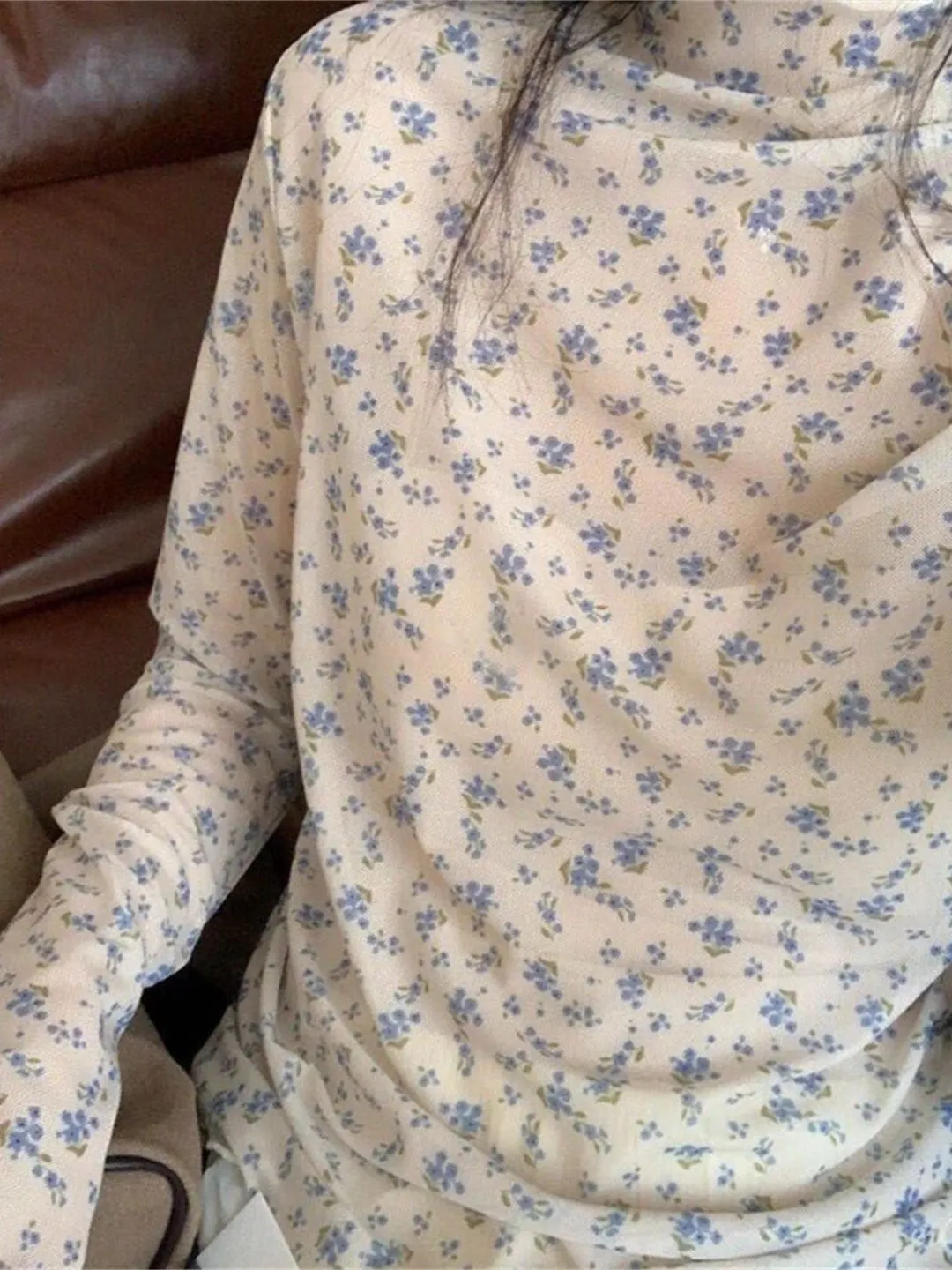 

Футболка с длинными рукавами и цветочным принтом в корейском стиле, женская внутренняя одежда, топ для многослойного ношения, дышащий, удобный, весна-лето, новое поступление