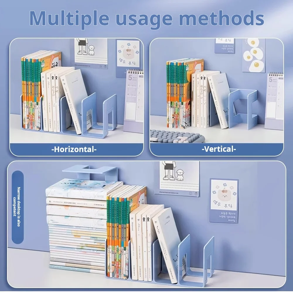 2 Pieces of Bookend Desktop Book Support Bookshelf Classification Storage Book Holding and Fixing Books