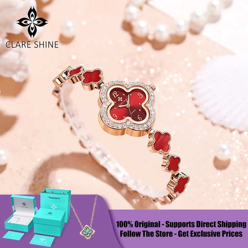 CLARE SHINE 7702 Lucky series Xiaomeiman four-leaf clover quartz women's watch with inlaid movement
