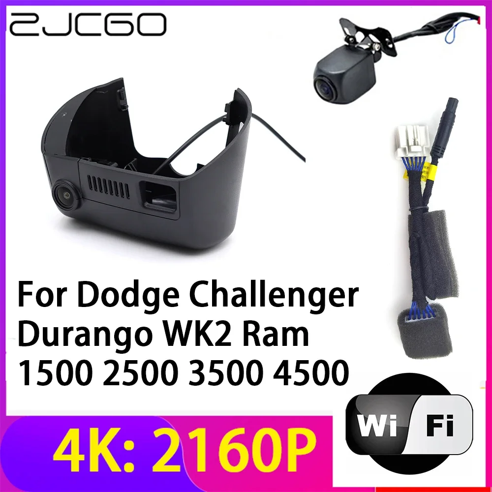 ZJCGO 4K 2160P Dash Cam DVR Camera 2 Lens Recorder Wifi Night Vision for Dodge Challenger Durango WK2 Ram 1500 2500 3500 4500